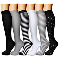 Compression Socks for Women & Men 15-20 mmHg, Best Medical, Nursing, for Running, Athletic, Edema, Diabetic, Varicose Veins, Travel, Pregnancy (Large/X-Large, Black/White/Black/Gray/Black/White)