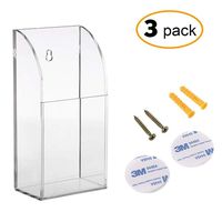 LANSCOERY Clear Acrylic TV Remote Control Holder Media Organizer Caddy Wall Mount Storage Box for Table Nightstand Desktop (1 Compartment 3 Pack)