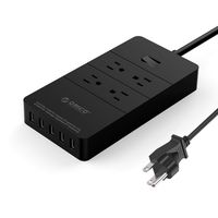 ORICO Surge Protector Power Strip with 4 Outlets and 5 USB Charging Ports, 5ft Extension Cord/1700J Ideal for Home and Office Accessories - Black(ETL/FCC Listed)