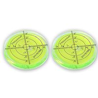 [2-Pack] Level Degree Mark - Bubble Level Measuring Tools - Ø66x10mm Large Spirit Bubble Surface Level Bullseye Round Inclinometers for PRO Measuring Tool (Green Liquid)