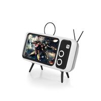 Retro TV Bluetooth 5.0 Speaker,Portable Bluetooth Radio Speaker with Phone Stand Holder,3D Stereo Sound Quality,USB Port Compatible iPhone/Android - Retro Television Shape (Sliver)