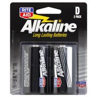 Rite Aid Batteries, Alkaline, D, 2 Pack 2 batteries