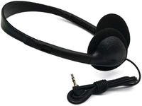 Bulk Over The Head Inexpensive Disposable Headphones Wholesale Lot Kids Individually Bagged for Schools, Libraries, Hospitals (50 Pack, Black)