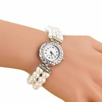 AmyDong Pearl Fashion Student Beautiful Watch Womens Classic Gold Quartz Stainless Steel Wrist Watch Bracelet (White)
