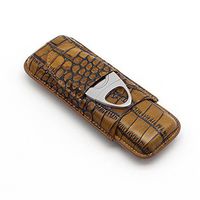 GALINER 2ct Cigar Case Lightweight Minimalist Genuine Leather Tubes Pocket Humidor (Brown)