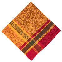 100% Cotton Yellow Red & Green Paisley 22"x22" Napkins, Set of 6 - Biltmore