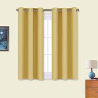 NICETOWN Window Curtains Blackout Drapes, Thermal Insulated Solid Grommet Blackout Curtains/Draperies for Cafe (Yellow, One Pair, 34 by 45-inch)