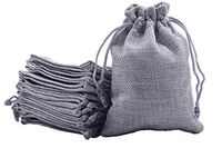 Sansam 50pcs 7.0x9.0cm/2.8''x3.6'' Grey Color Small Drawstring and Lining Hemp/Hessian Bags, Jewelry Pouches, Wedding Favors, Jewelry Packing, Gift Bags