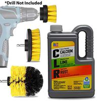 CLR Bathroom Lime And Rust Away Cleaner Kit: 1 28 Oz CLR Calcium Limescale And Rust Remover Cleaning Supplies, Complete Drill Bit Brush Power Scrubber Attachment Set.