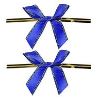 LEFV Twist Tie Bows, 250pcs Ribbon Bowknot for Bakery Cookies Candies Dessert Popcorn Wedding Party Favors Cello Bag Wraping, Blue
