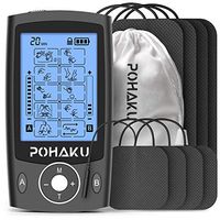 POHAKU Dual Channel TENS EMS Unit, 20 Modes Rechargeable TENS Unit Muscle Stimulator Machine with 2" and 2"x4" TENS Electrode Pads