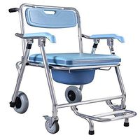 YUNSHINE Multiple Function Foldable Wheelchair Shower Bedside Commode Chair Padded Seat Commode Toilet Rolling Shower Chair with Backrest and Armrests