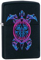 Polynesian Tribal Turtle Tattoo Art Black Matte Zippo Lighter