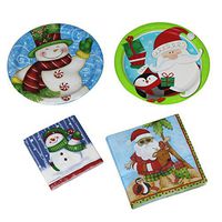 Creative Converting 24 Paper Plates And 36 Napkins Place Settings Set - Christmas - Holiday Fun