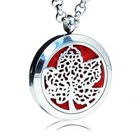 Aromatherapy Diffuser Necklace for Essential Oils Maple Leaf Perfume Healing Pendant Yoga Locket 30MM