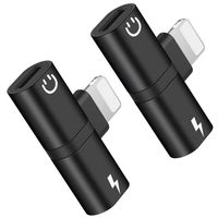 Boost Headphone Adapter Splitter Compatible with Xs Max X 7 8 Plus, 3 in 1 Dual Jack Aux Audio & Charging & Calling & Sync Connector Earphone Charger for Smart Phone, Tablet, Pod (2-Pack) (Black)