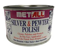 Met-all Silver sterlin Pewter Polish Instantly Shines, Cleans, Polishes Silverwares, Trophies, Antiques, Cutlery, Trays, Flatware, Decoratives, Collectibles 16oz + Grace-I-AM XL Mircofiber Cloth