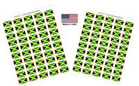 Made in USA! 100 Country Flag 1.5" x 1" Self Adhesive World Flag Scrapbook Stickers, Two Sheets of 50, 100 International Sticker Decal Flags Total (Jamaica)