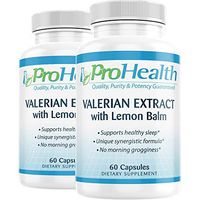 ProHealth Valerian Extract + Lemon Balm 2-Pack (60 Capsules per Bottle) 160 mg Valerian + 80 mg Lemon Balm | Relaxation & Sleep Support | No Morning Grogginess | Stress & Anxiety Relief | Vegan