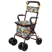 XIHAA Lightweight Folding Aluminum Rollator Walker, Height Adjustable Folding Rollator For disabled/Elderly People For Elderly Shopping With Seat and Basket (Color)