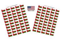 Made in USA! 100 Country Flag 1.5" x 1" Self Adhesive World Flag Scrapbook Stickers, Two Sheets of 50, 100 International Sticker Decal Flags Total (Oman)