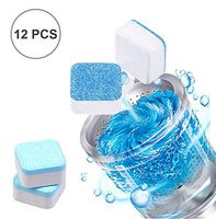 12PCS Effervescent Tablets Washer Cleaner, Solid Washing Machine Tank Descaler Detergent, Deep Cleaning Remover Decontamination Deodorant Disinfection for Bath Room Kitchen