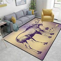 Moose Polka Dot Bath Rugs, Hipster Deer with Shade Sunglasses and Camera Vintage Ombre Design Funny Animal Art, Durable Rugs - Living, Dinning, Office, Rooms & Bedrrom, Hallway Carpet(6'x 9')