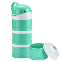 Burabi Baby Formula Dispenser Milk Powder Snack Containers Stackable Portable for Travel, 3 Compartments Cyan