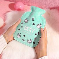 Irrigation hot Water Bottle Female Injection Plumbing Water Bag Flushing Warm Handbag Cute Cartoon Student Small Hand Warmer Explosion-Proof Warm Treasure, Light Green Cute Small Trumpet