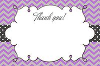 30 Blank Thank You Cards Purple Grey Chevron Polka Dots Design Baby Shower Birthday Engagement Party + 30 White Envelopes