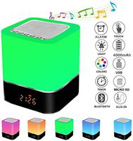 Bluetooth Speaker Night Lights, Atralife Alarm Clock Speaker MP3 Player, Touch Control Bedside lamp, Dimmable RGB Multicolor Changing LED Table Lamp for Bedroom, USB Flash Drive/MicroSD/AUX Support