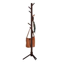 FADDA Rustic Wood Coat Rack,  Free-Standing Coat Rack Tree Coat Rack with 8 Hooks, Easy To Assemble Coat Hanger Stand Tree Hanger Bracket (Dark Coffee)