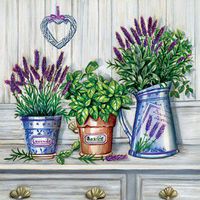 Paper Cocktail Napkins Provence Fragrant Lavender in Pots 40pcs 10"x10"