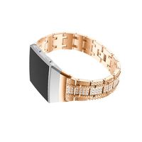 Hemobllo Fitbit Ionic Band Stainless Steel Wristband with Diamond Rhinestones Adjustable Watch Band Sparkling Bracelet Replacement Band Watch Strap Compatible for Fitbit Ionic (Rose Gold)