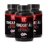 Testosterone Booster Muscle Growth - TONGKAT ALI 200: 1 400MG Premium Extract - Tongkat ali Root - 3 Bottles 180 Capsules