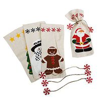 Canvas Christmas Gift Bags, 4 Count