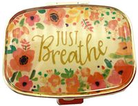 AmyZone Metal Pill Organizer Travel Friendly Portable Compact Pill Box Pill Case to Hold Vitamins/Tylenol/Fish Oil/Supplements/Meds/Tablet for Purse/Pocket（Just Breathe)）