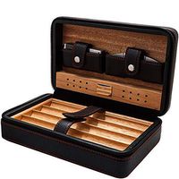 Cigar Humidors Cigar Box - Portable moisturizing Cedar Wood case Cigar Cutter Lighter Set (Color : A)