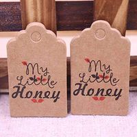 OBELLA BOUTIQUE 5x3cm handmade hang tag kraft paper thank you gift tag label for wedding/candy/baby gift products tagging package for 100pcs