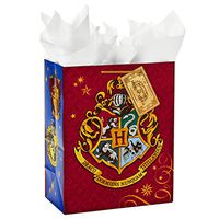 Hallmark 13" Large Gift Bag with Tissue Paper (Harry Potter, Hogwarts Crest) for Birthdays, Graduations, Parties and More