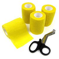 Alfie Pet - Magee Self Adherent Cohesive 4-Piece Wrap Bandages with Scissor Set - Color: Yellow, Size: 5cm