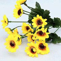 ❤Ywoow❤? Fake Silk Artificial 14 Heads Sunflower Flower Bouquet Floral Garden Home Decor, Decoration Simulation Flower Gardening