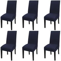 Fuloon 6 Pack Super Fit Stretch Removable Washable Short Dining Chair Protector Cover Seat Slipcover for Hotel,Dining Room,Ceremony,Banquet Wedding Party (Deep Blue)
