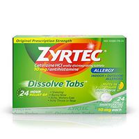 Zyrtec 24 Hour Allergy Dissolve Tablets with Cetirizine HCl Antihistamine, Citrus Flavored, 24 ct