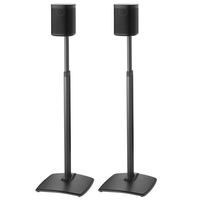 Sanus Adjustable Height Wireless Speaker Stands Designed for SONOS ONE, ONE SL, Play:1, and Play:3 - Tool-Free Height Adjust Up to 16" with Built in Cable Management - Black Pair