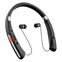 Bluetooth Headphones, Retractable Bluetooth Headset, myfree [30 Hours Playtime] Neckband Wireless Bluetooth Headphones Waterproof with mic Compatible for All Cellphones (Black) (Black)