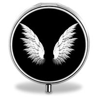 Compact 3 Compartment Medicine Case, IMLONE Customized Wings of Angel Pill Organizer Metal Pill Box Pill Container for Purse, Travelling and Daily Needs