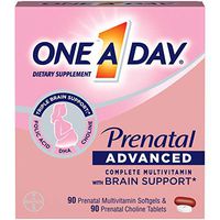 One A Day Prenatal Advanced Multivitamin with Choline, DHA, Folate (as Folic Acid), Iron, More, 90+90 Count