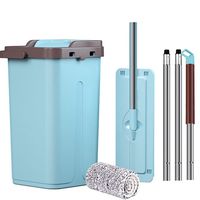 Ama-store Microfiber Floor Mop, Scratch Mop Double Drive Mop - Washable & Reusable Flat Mops Cloths/Pads, for Wet or Dry Floor Cleaning, with Mop Bucket