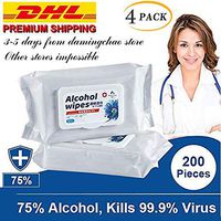 Alcohol Detergent Wipes (4 Packs,200Wipes),Large Wet Wipes(8"x6"),75% Soft Alcohol Wipes for All-Purpose Cleaning {We Offer Fastest Shipping}